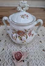 Grote oude Franse brocante suikerpot met bloemetjes, Ophalen of Verzenden