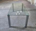 Table à manger/bureau en verre, Comme neuf, Métal, Rectangulaire, 50 à 100 cm