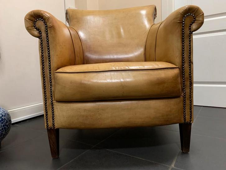 Top Schaapleren clubFauteuil XL iets heel bijzonder!, Antiek en Kunst, Antiek | Meubels | Stoelen en Sofa's, Ophalen