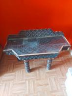CONSOLE ARTISANALE EN BOIS SCULPTÉE AVEC VERRE, Antiek en Kunst, Antiek | Meubels | Tafels, Ophalen