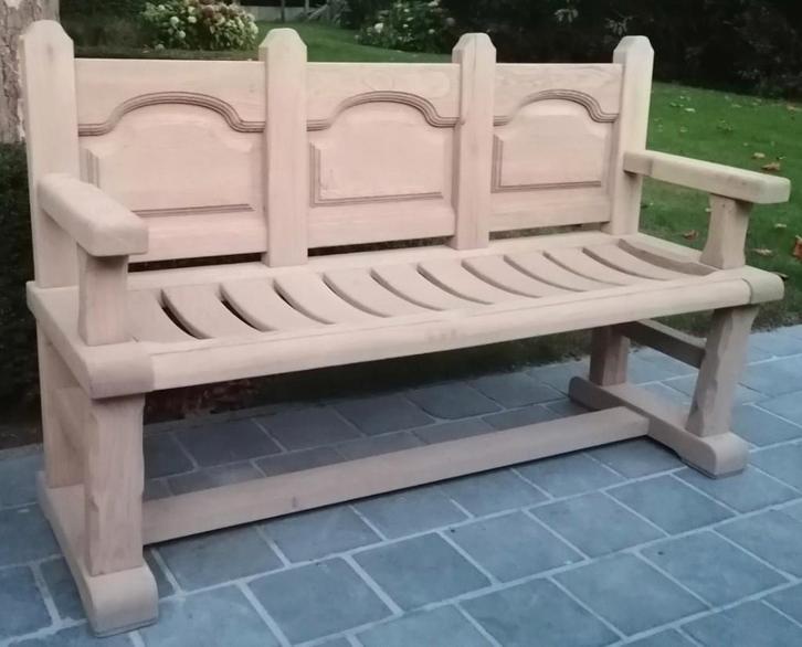 Massief volhouten eiken bank., Huis en Inrichting, Zetels | Complete zithoeken, Hout, Ophalen