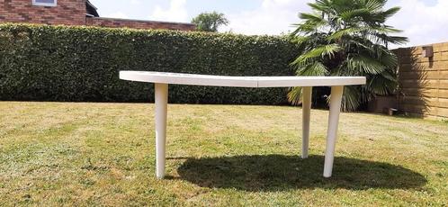 Witte tuintafel voor 6 personen, Tuin en Terras, Tuintafels, Gebruikt, Ovaal, Kunststof, Ophalen