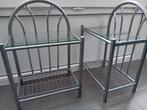 2 tables de chevet en métal et en verre, Ophalen, Minder dan 45 cm, 55 tot 70 cm, Glas