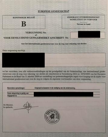 Vakbekwaamheid transportvergunning vervoersvergunning beschikbaar voor biedingen