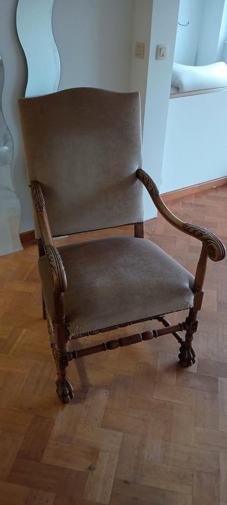 Fauteuil vintage en bois / vintage wooden armchair, Antiquités & Art, Antiquités | Meubles | Chaises & Canapés