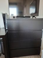 Malm ladekast met 4 lades - zwartbruin 80 x 100 cm, Huis en Inrichting, Kasten | Secretaires, Ophalen, Zo goed als nieuw