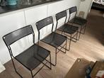 4 Ribstof Stoelen met Chrome Buisframe, Tissus, Enlèvement, Utilisé, Quatre
