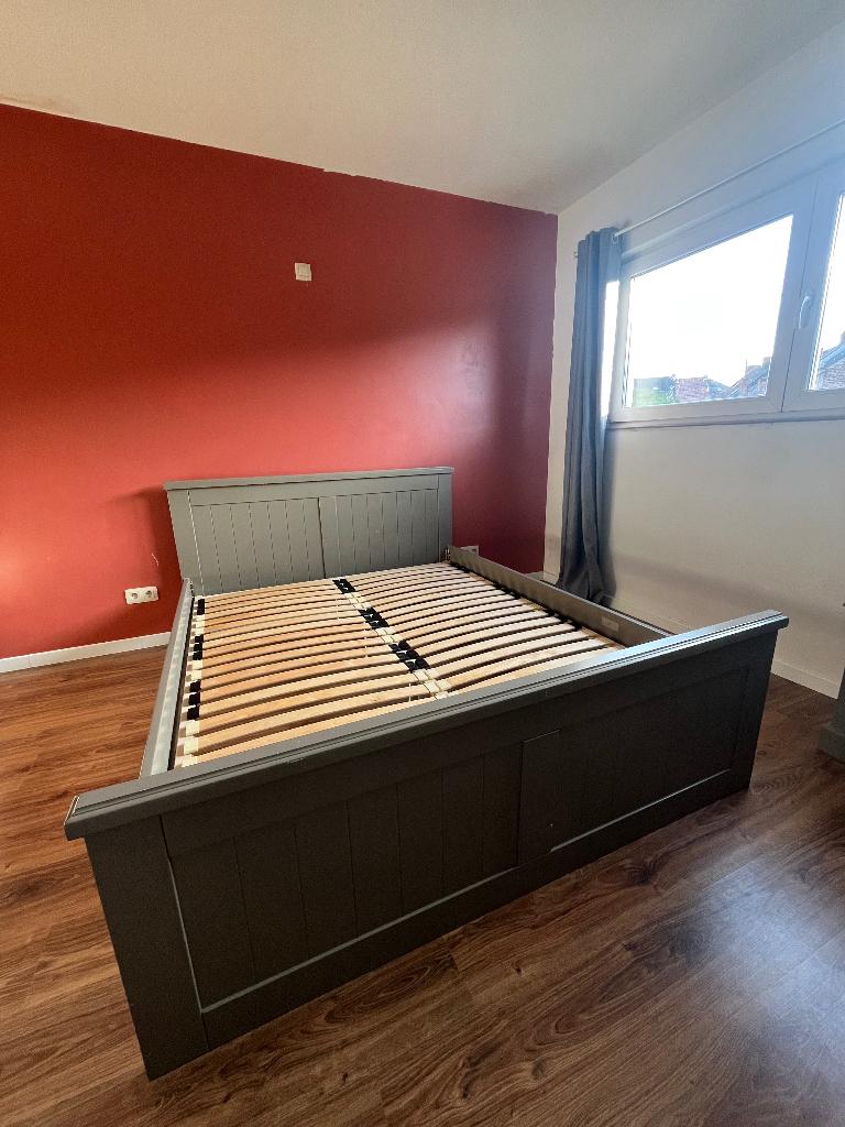 Lit 2 personnes, Maison & Meubles, Chambre à coucher | Lits, Autres dimensions, Beige, Enlèvement, Utilisé