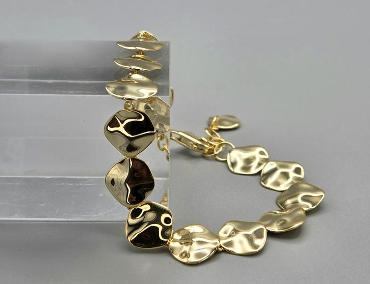 Bracelet à maillons design doré sur argent. 2026/215, Bijoux, Sacs & Beauté, Bracelets, Neuf, Or, Or, Enlèvement ou Envoi