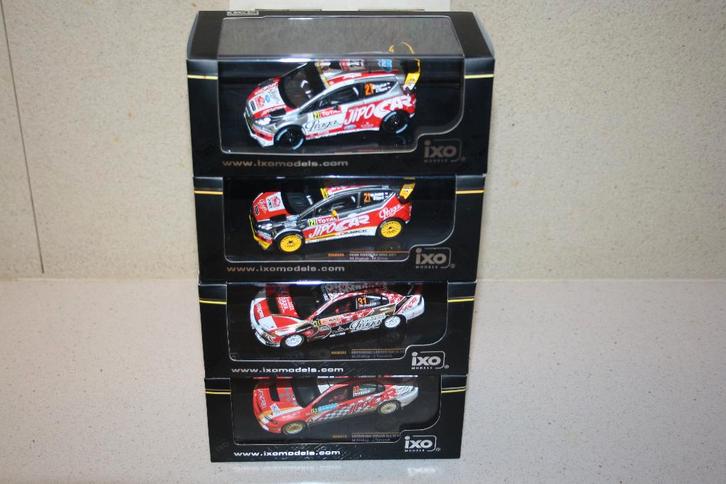 4 x 1:43 ixo mitsubishi/ford fiesta M.Propok rally WRC., Hobby & Loisirs créatifs, Voitures miniatures | 1:43, Comme neuf, Voiture