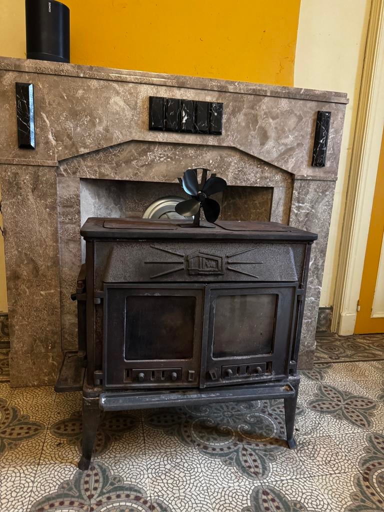 Cheminée Ancienne en Marbre - Style Art Déco / Années 30, Maison & Meubles, Cheminées, Enlèvement, Comme neuf, Cheminée sur pied