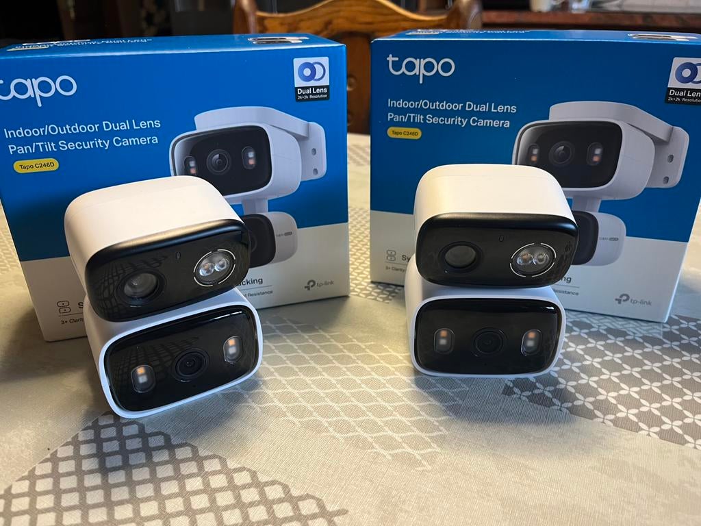 Tapo C246D Beveiligingscamera Dual lens, Audio, Tv en Foto, Videobewaking, Ophalen, Nieuw
