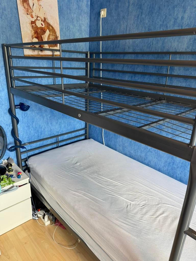 Stapelbed Ikea Grijs metaal, Ophalen, Gebruikt, 90 cm, Eenpersoons