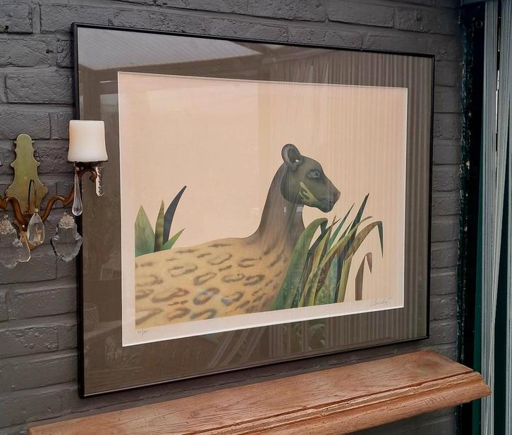 Handgesigneerde en genummerde kleurlithografie, Antiquités & Art, Art | Peinture | Classique, Enlèvement