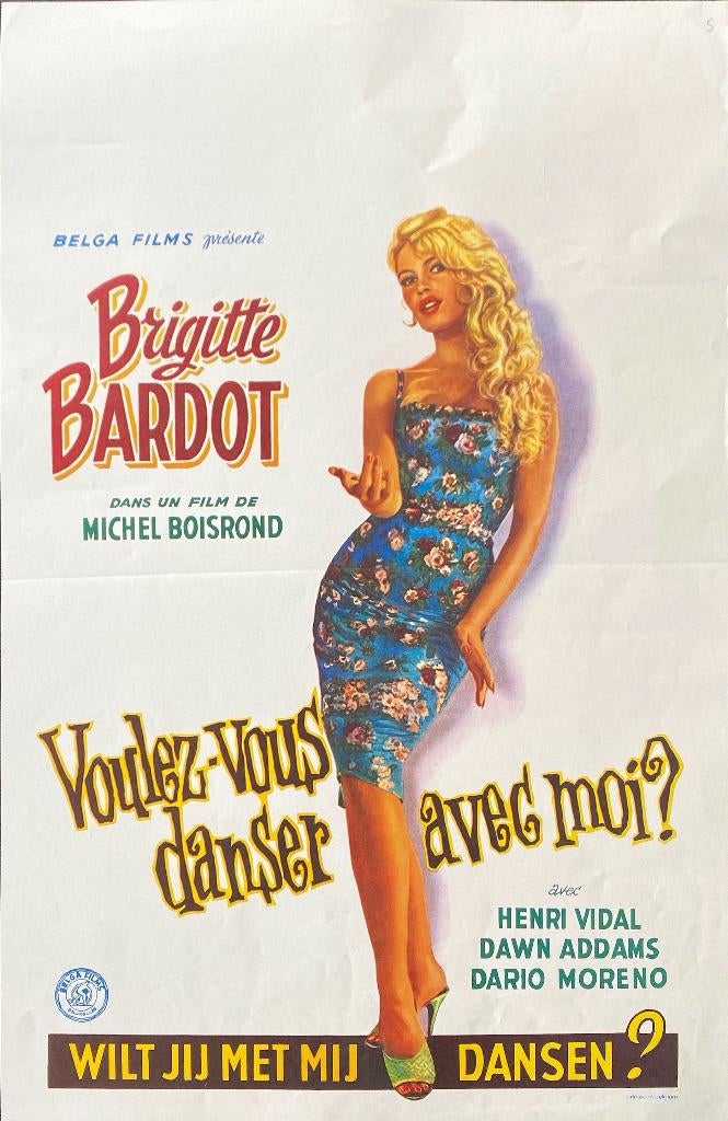 Belgische poster van de film „Voulez-vous danser avec moi?”, Rechthoekig Staand, Ophalen of Verzenden, Zo goed als nieuw, A1 t/m A3