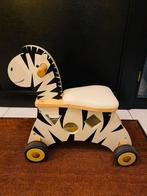 Houten zebra met 4 wielen voor kleine kinderen, Ophalen of Verzenden, Gebruikt, Rij- of Hobbelspeelgoed
