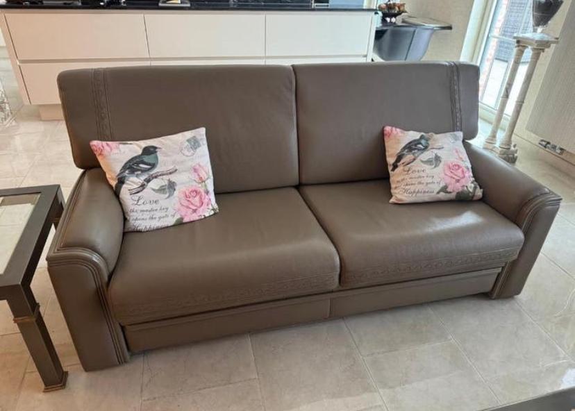 2 zit in kalfsleder, Huis en Inrichting, Zetels | Zetels, Ophalen, Zo goed als nieuw