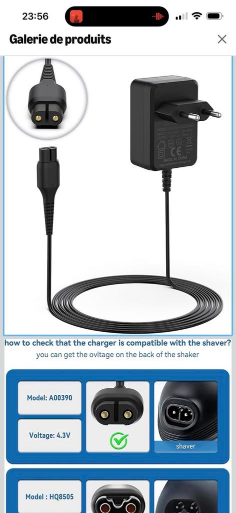 One Blade Câble de charge 4,3 V pour rasoir Philips OneBlade, Enlèvement, Comme neuf