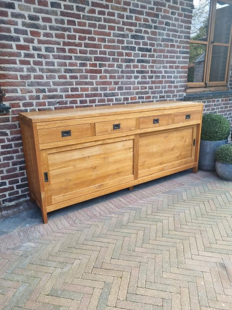 Teak dressoir GRATIS LEVERING, Huis en Inrichting, Kasten | Dressoirs, Zo goed als nieuw, 200 cm of meer, 50 tot 75 cm, Met lade(s)