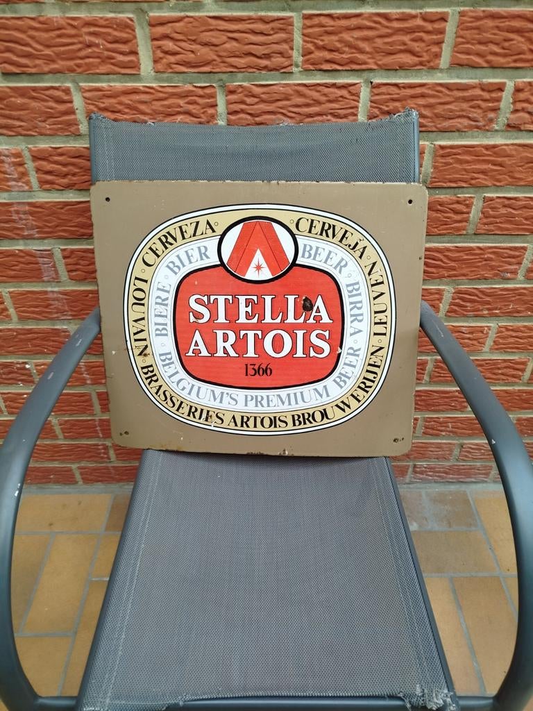 Panneau publicitaire en émaille stella Artois, Reclamebord