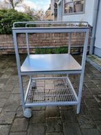 roltafel in rvs, Huis en Inrichting, Ophalen, 50 tot 100 cm, Vierkant, Zo goed als nieuw