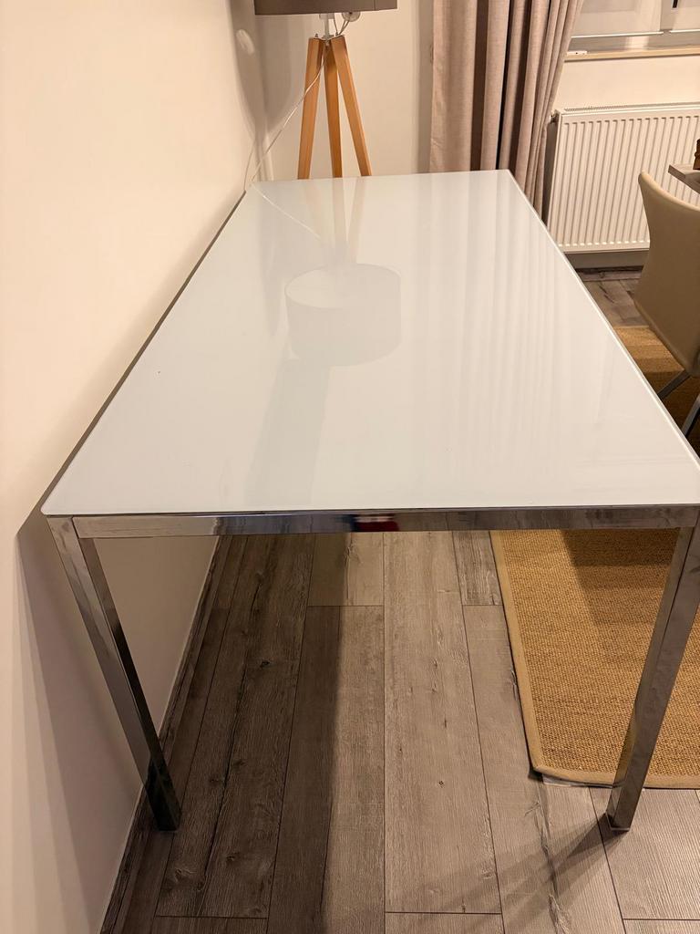 Tafel + 6 stoelen, Huis en Inrichting, Ophalen, Gebruikt, Glas, Vijf personen of meer
