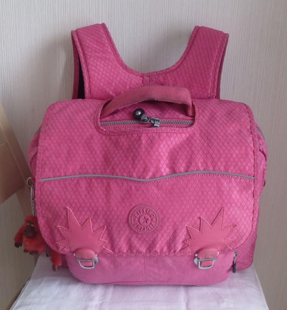 Kipling mallette Iniko 6 à 12 ans + singe, Enlèvement ou Envoi, 30 à 40 cm, Rose, Utilisé