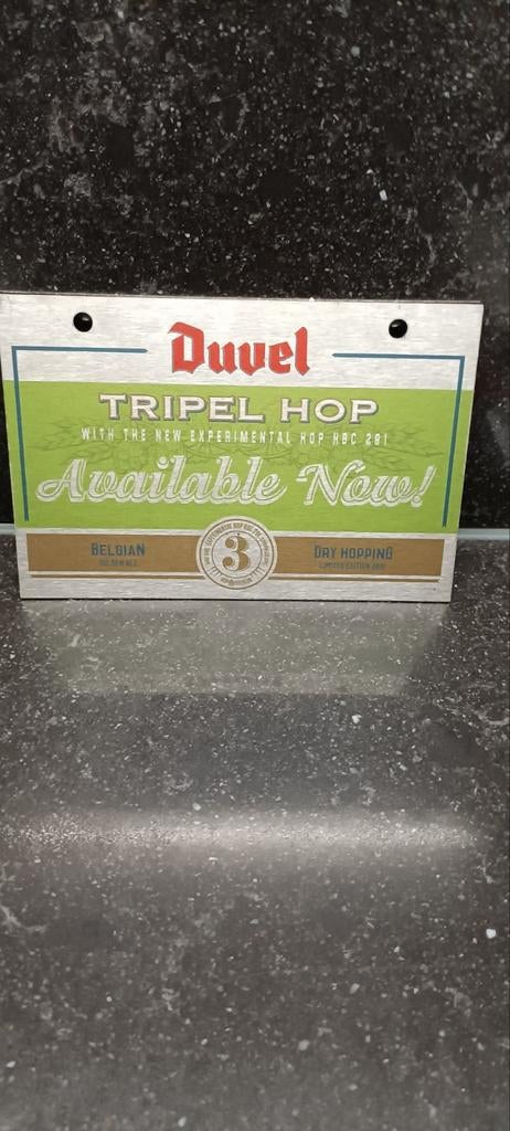 IJZEREN REKLAAMPLAATJE Duvel TRIPEL HOP 2016, Verzamelen, Biermerken, Ophalen, Duvel