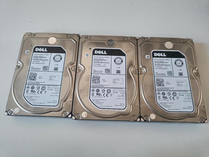 3xHDD 3.5 inch 4TB, 1TB, 1TB, Computers en Software, Harde schijven, Gebruikt, Desktop, Intern, HDD, SATA, Ophalen