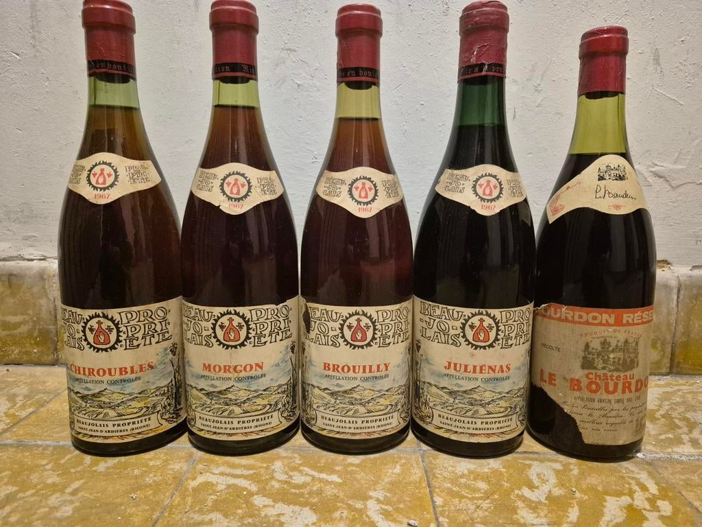 5x Franse wijn 1967-1969 (10€/fles), Ophalen, Frankrijk, Zo goed als nieuw, Rode wijn