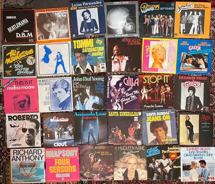 Lot de 269 disques 45T excellent état, Cd's en Dvd's, Vinyl Singles, Zo goed als nieuw, Fotohoes, Single, 1980 - 1989, Pop, 7 inch