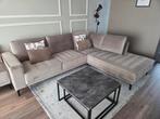 L-Zetel te koop in de kleur beige/groen, Huis en Inrichting, Ophalen, 150 tot 200 cm, Hoekbank, Zo goed als nieuw