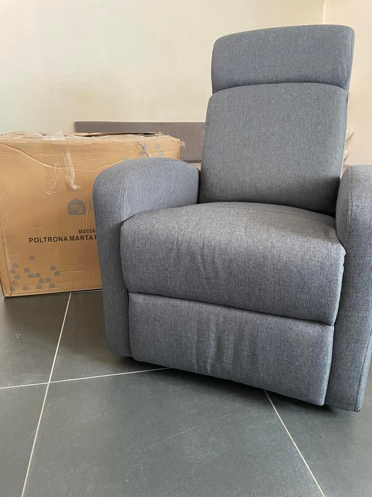 My Living "Marta" Manual Relax Recliner Chair - Grey Fabric, Ophalen of Verzenden, Nieuw