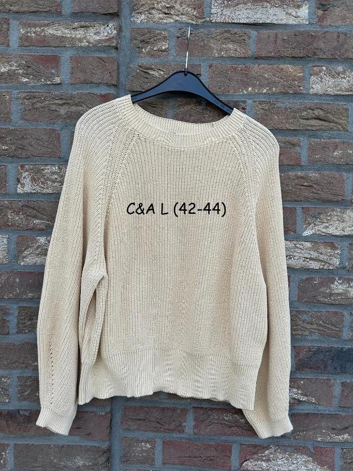 C&A gele trui van stro L (T42-44) in katoen, Kleding | Dames, Truien en Vesten, Zo goed als nieuw, Maat 42/44 (L), Geel, Ophalen of Verzenden