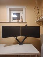 Complete dual-monitor setup: monitors + armen + display dock, Computers en Software, Monitoren, Ophalen, IPS, Kantelbaar, Zo goed als nieuw