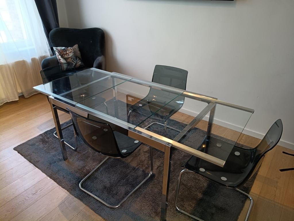 Table salon extensible avec 4 chaises style moderne, Enlèvement