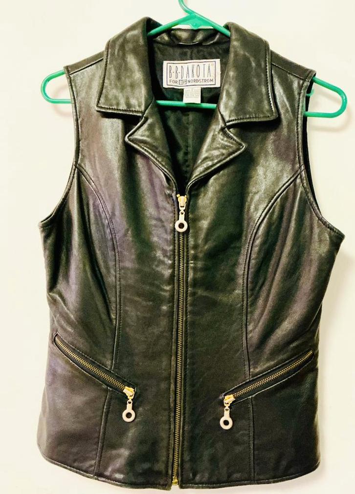 B.B. Dakota vest zonder mouwen van echt leer - maat S, Kleding | Dames, Bodywarmers, Gedragen, Maat 36 (S), Zwart, Ophalen of Verzenden