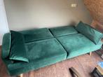 Groene fluwelen slaapbank met kliksysteem, Huis en Inrichting, Zetels | Zetels, Ophalen, Gebruikt, Rechte bank, Stof