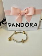 Pandora armband (zilver met gouden slotje) originele bagels, Handtassen en Accessoires, Armbanden, Ophalen, Zo goed als nieuw