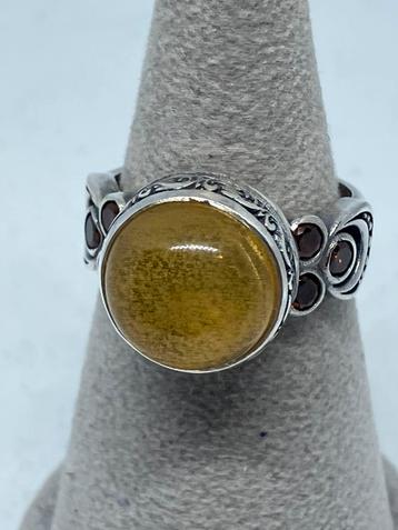 Zilveren Baltische Amber ring maat 17,5