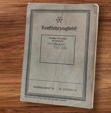 Duitse WO2 Kraftfahrzeugbrief beschikbaar voor biedingen