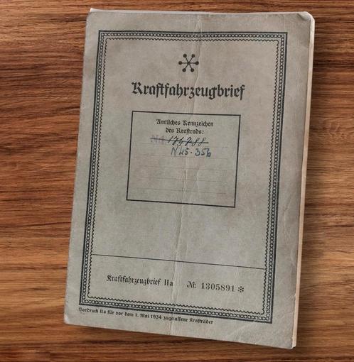 Duitse WO2 Kraftfahrzeugbrief, Verzamelen, Militaria | Tweede Wereldoorlog, Ophalen of Verzenden