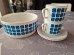 Vintage Arcopal. Vierkant patroon. 2kopjes, bordjes, schaal, Antiek en Kunst, Ophalen