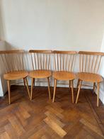 4 jaren 60 stoelen, Huis en Inrichting, Stoelen, Ophalen, Gebruikt, Bruin, Vier