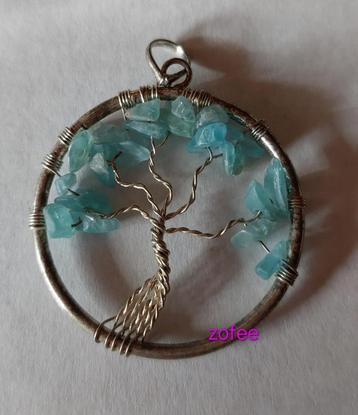 Hanger tree of life aquamarine beschikbaar voor biedingen