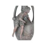 François Moreau : vase en zamak avec un garçon pêcheur, Antiquités & Art, Antiquités | Bronze & Cuivre, Enlèvement ou Envoi