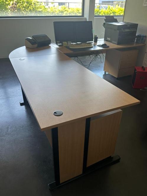 Bureau in L-vorm met 2 ladekastjes, Huis en Inrichting, Bureaus, Gebruikt, Bureau, Ophalen