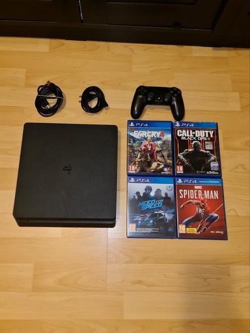 PS4 Slim 1TB + controller + 4 topgames, Games en Spelcomputers, Spelcomputers | Sony PlayStation 4, Zo goed als nieuw, Slim, Ophalen of Verzenden