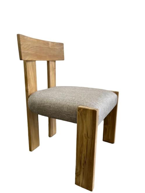 Chaise en bois massif avec assise aspect lin, Antiquités & Art, Antiquités | Meubles | Chaises & Canapés, Enlèvement ou Envoi