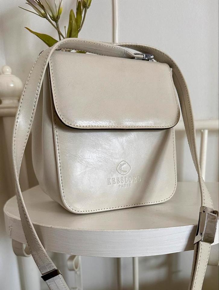 Sac cuir blanc Kesslord Paris,  h:17 c/m - l: 15 cm, Bijoux, Sacs & Beauté, Sacs | Sacs à bandoulière, Utilisé, Blanc, Cuir